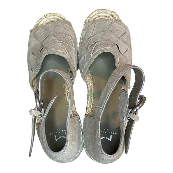 MARC‎ FISHER LTD ADALLA PLATFORM ESPADRILLE WEDGE TAN GRAY SIZE 9.5 - Picture 3 of 11